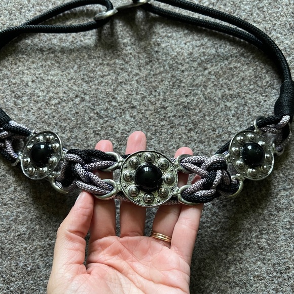 Y2K Boho Rope Medallion Woven Waist Belt Purple Black Western Grunge Festival - Picture 2 of 12